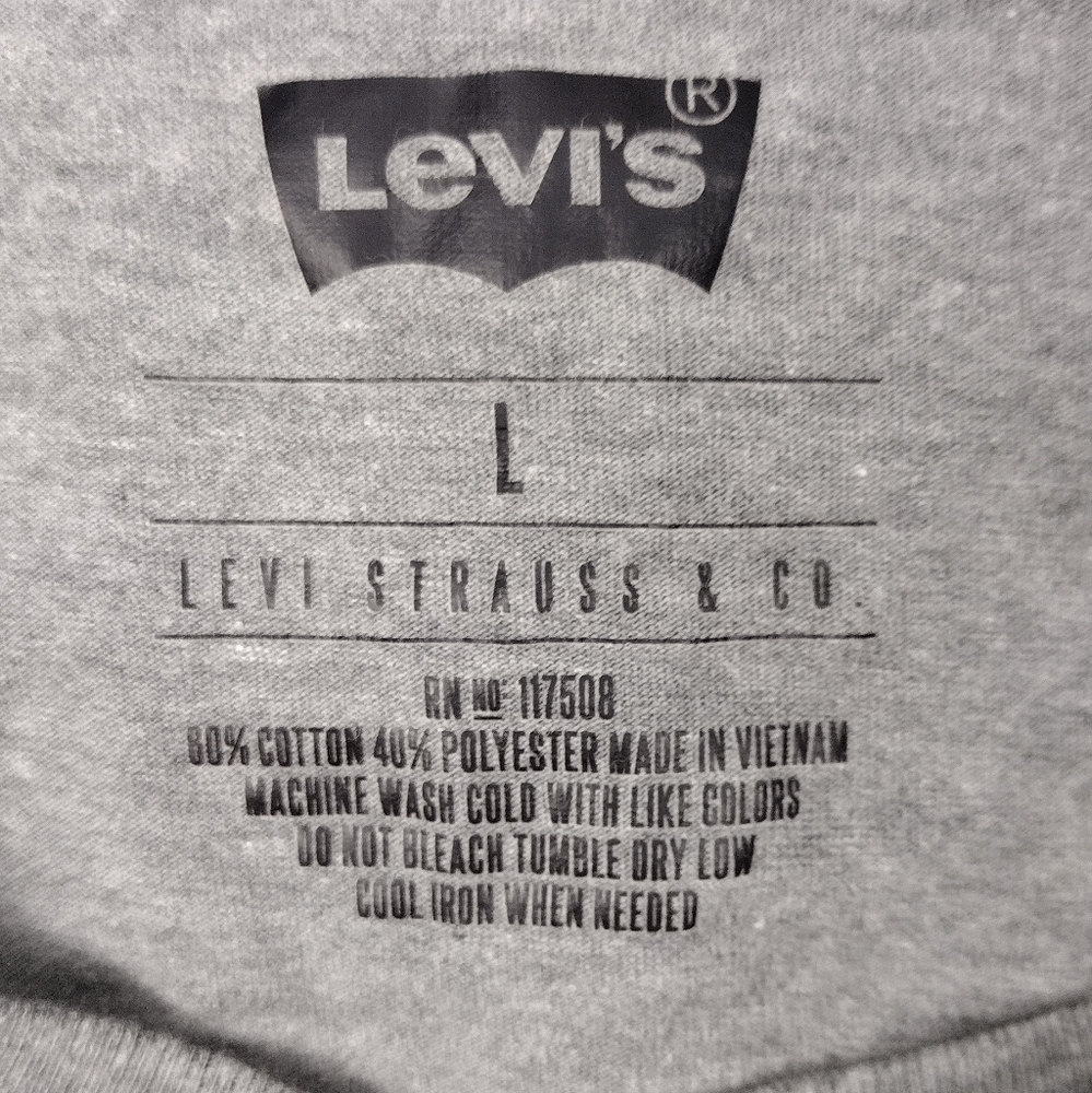 Like New! Levi's Men's Gray V-Neck Tee - Picture 3 of 4